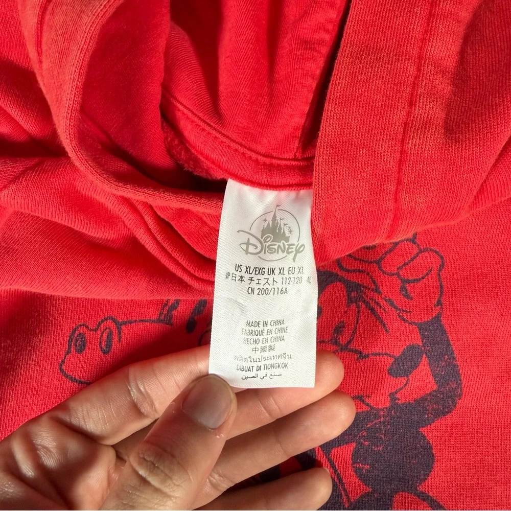 Disney Good Times Graphic Hoodie Mens XL Boxy Oversized Fit Washed Red NEW - Picture 4 of 8